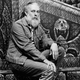 The late, great Edward Gorey photographed in September 1977 on the set he designed for the Broadway production of Dracula, for which he won a Tony Award for Best Costume Design.